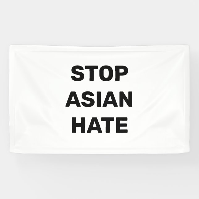 Stoppt Asiatisches Hass schwarz und weiß Banner (Horizontal)