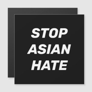 Stoppt asiatisches Hass, Schwarz-weiß Magnet