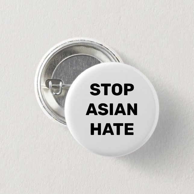 Stoppt asiatisches Hass, Schwarz-weiße Taste Button (Vorne & Hinten)