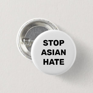 Stoppt asiatisches Hass, Schwarz-weiße Taste Button
