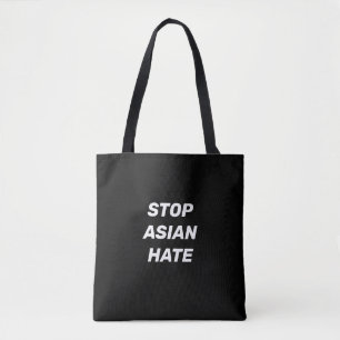 Stoppt asiatisches Hass, Schwarz-weiße Totentasche Tasche