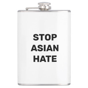 Stoppt Asiatisches Hass, Schwarz-weiße Vinyl-Wrap Flachmann