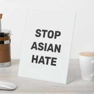 Stoppt asiatisches Hass, Schwarz-weißes Schild für