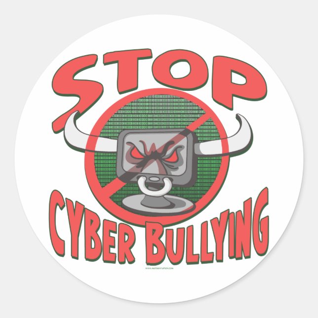 Stoppt Cyber-Mobbing Anti-Cyberbully Gear Runder Aufkleber (Vorderseite)