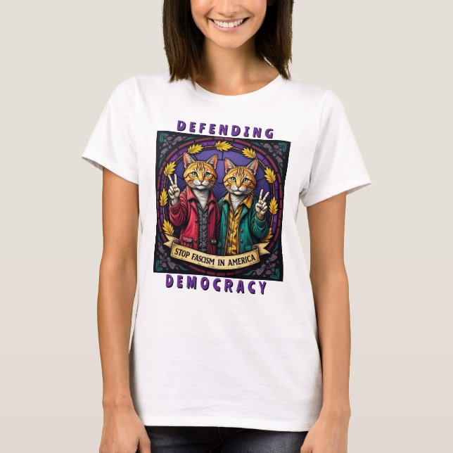 Stoppt den Faschismus, der die Demokratie verteidi T-Shirt (Vorderseite)