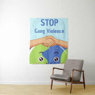 Stoppt den Gang-Gewalt-Handshake für den Frieden Wandteppich
