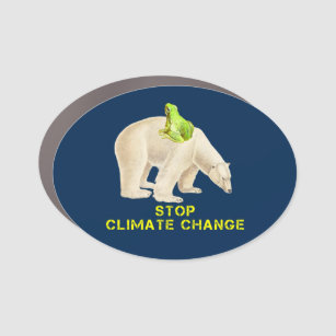 Stoppt den Klimawandel Polar Bear Frosch Navy Blue Auto Magnet