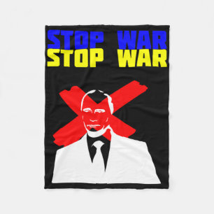 Stoppt den Krieg Anti Putin Gesicht Ukrainische Fl Fleecedecke