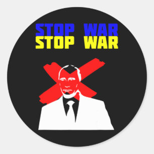 Stoppt den Krieg Anti Putin Gesicht Ukrainische Fl Runder Aufkleber