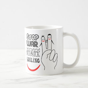 Stoppt den Krieg Big Lmile Zwei Finger-Friedens-Sy Kaffeetasse