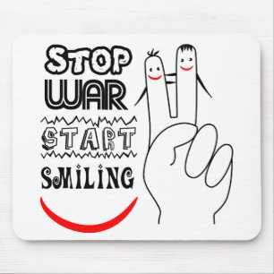 Stoppt den Krieg Big Lmile Zwei Finger-Friedens-Sy Mousepad