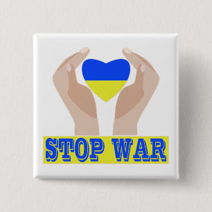 Stoppt den Krieg Das Herz der ukrainischen Flagge Button