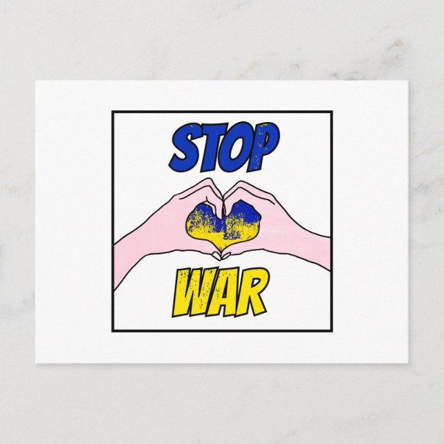 Stoppt den Krieg Frieden für die Ukraine Blaues Ge Postkarte (Vorderseite)