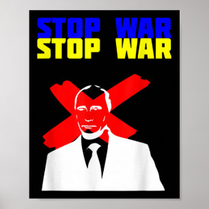 Stoppt den Krieg gegen Putin mit ukrainischer Flag Poster