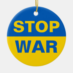 Stoppt den Krieg Ukraine Keramik Ornament