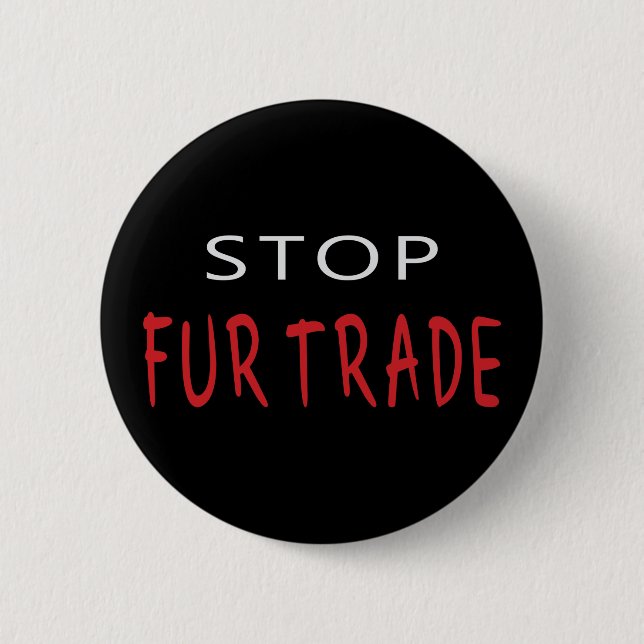 Stoppt den Pelzhandel Button (Vorderseite)