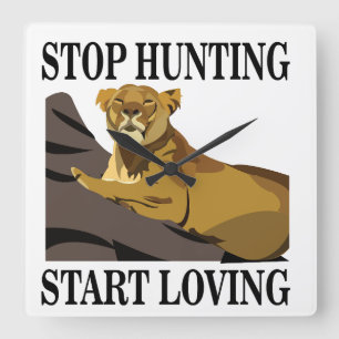 Stoppt die Jagd beginnt Lioness zu lieben Quadratische Wanduhr