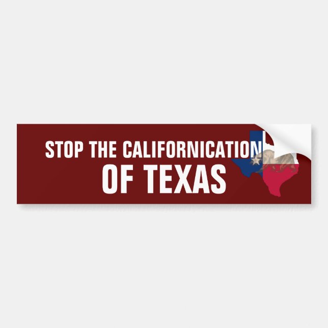 Stoppt die Kalifornisierung von Texas Autoaufkleber (Vorne)