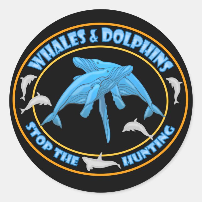 Stoppt die Waljagd Runder Aufkleber (Vorderseite)