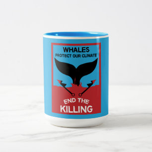 Stoppt die Waljagd Verbot des Schutzes der Meere Zweifarbige Tasse