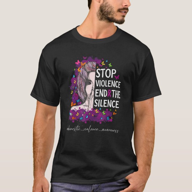 Stoppt Gewalt Ende Stille häusliche Gewalt Awaren T-Shirt (Vorderseite)
