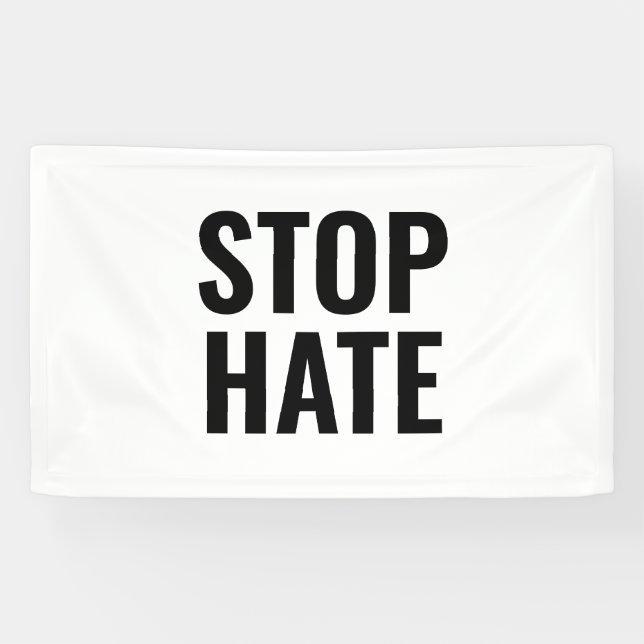 Stoppt Hass, Schwarz-weiß Banner (Horizontal)