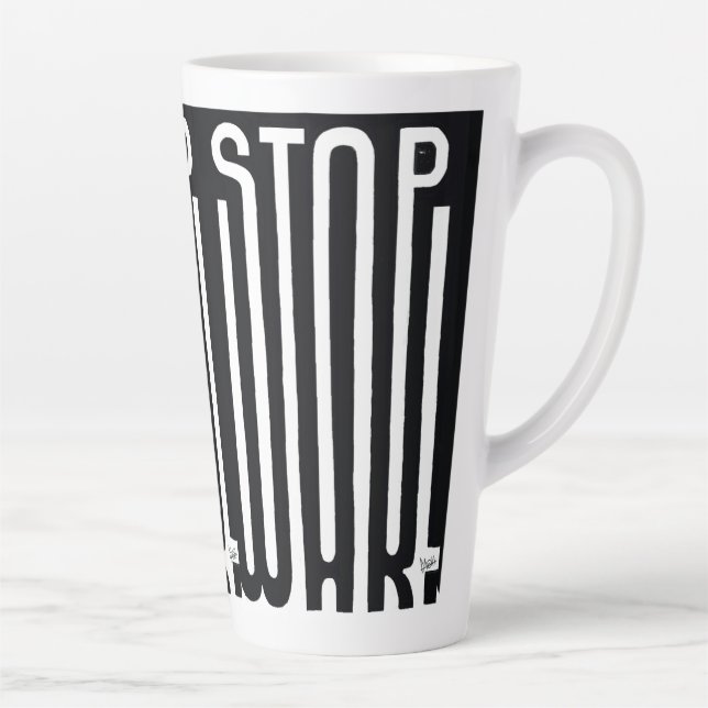 Stoppt Krieg Schwarz und Weiß Motiv Milchtasse (Rechts)