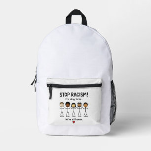 Stoppt Rassismus, wir sind alle Menschen Bedruckter Rucksack