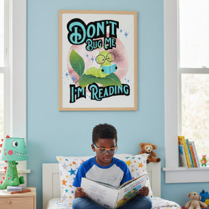 Stör mich nicht, ich lese - Kinder mit Raupe Poster