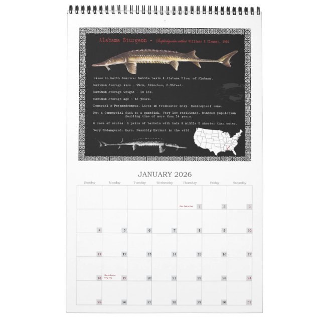 Stör von Kalender Nordamerikas 2010 (Jan 2026)