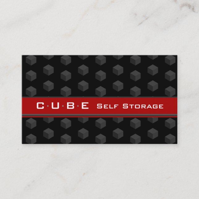 Storage Business Card Cube Box Black Red 3D Visitenkarte (Vorderseite)