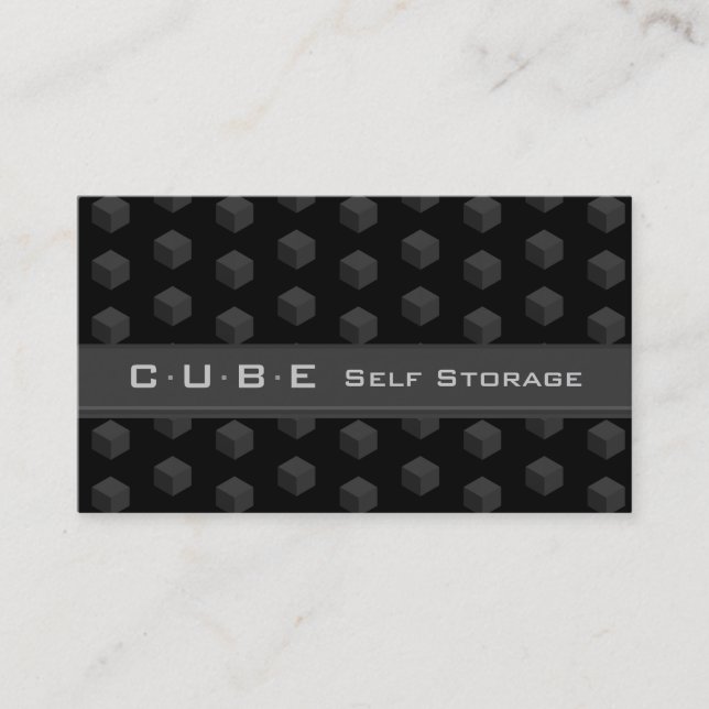 Storage Business Card Cube Box Schwarz Grau 3D Visitenkarte (Vorderseite)