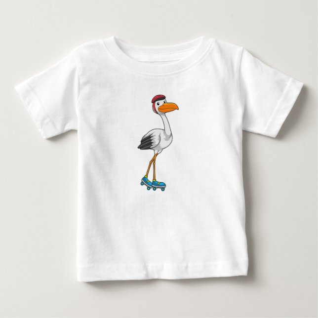 Storch als Inline-Skater mit Roller-Skaten Baby T-shirt (Vorderseite)