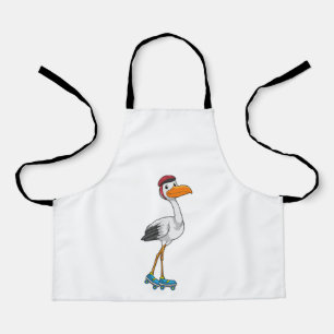 Storch als Inline-Skater mit Roller-Skaten Schürze