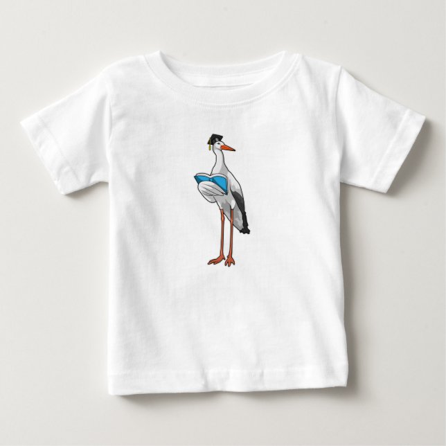 Storch als Lehrer mit Buch Baby T-shirt (Vorderseite)