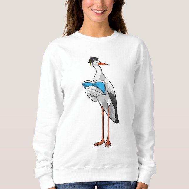Storch als Lehrer mit Buch Sweatshirt (Vorderseite)