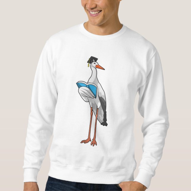 Storch als Lehrer mit Buch Sweatshirt (Vorderseite)