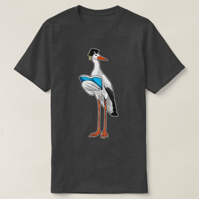 Storch als Lehrer mit Buch T-Shirt (Design vorne)