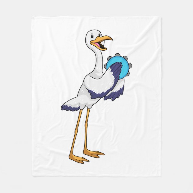 Storch als Musiker mit Tambourine Fleecedecke (Vorderseite)