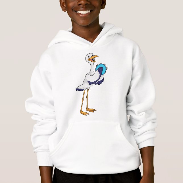 Storch als Musiker mit Tambourine Hoodie (Vorderseite)