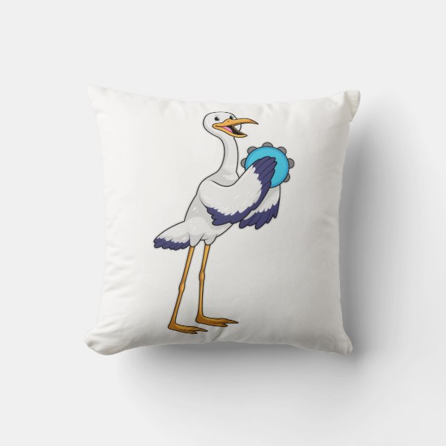 Storch als Musiker mit Tambourine Kissen (Vorderseite)