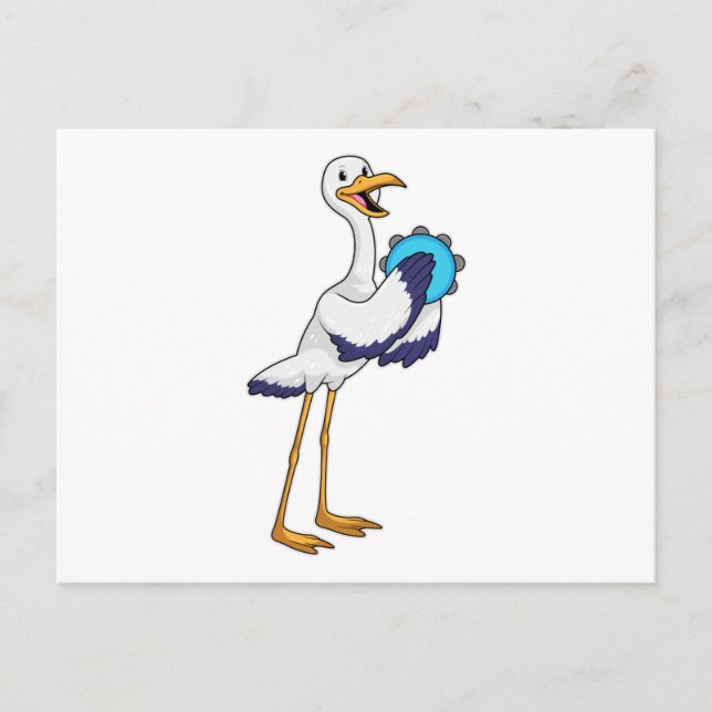 Storch als Musiker mit Tambourine Postkarte (Vorderseite)