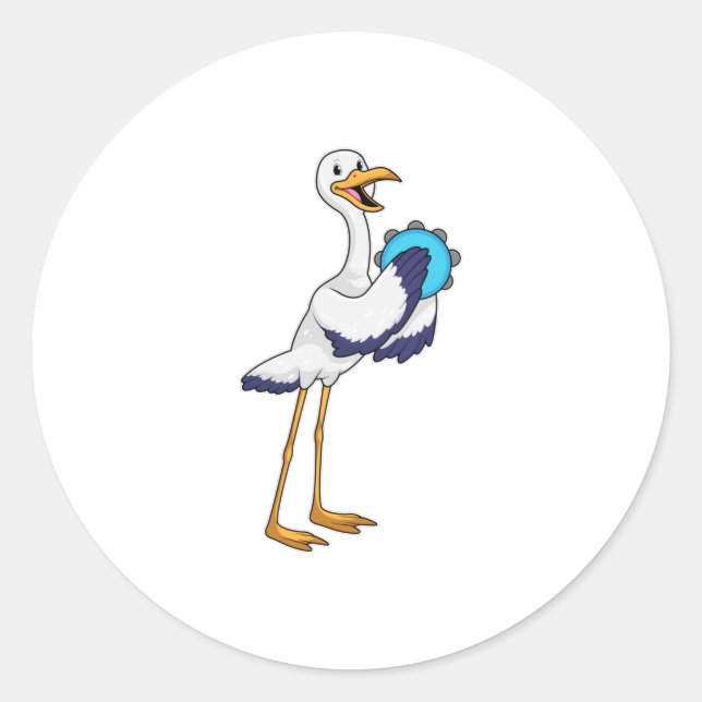 Storch als Musiker mit Tambourine Runder Aufkleber (Vorderseite)