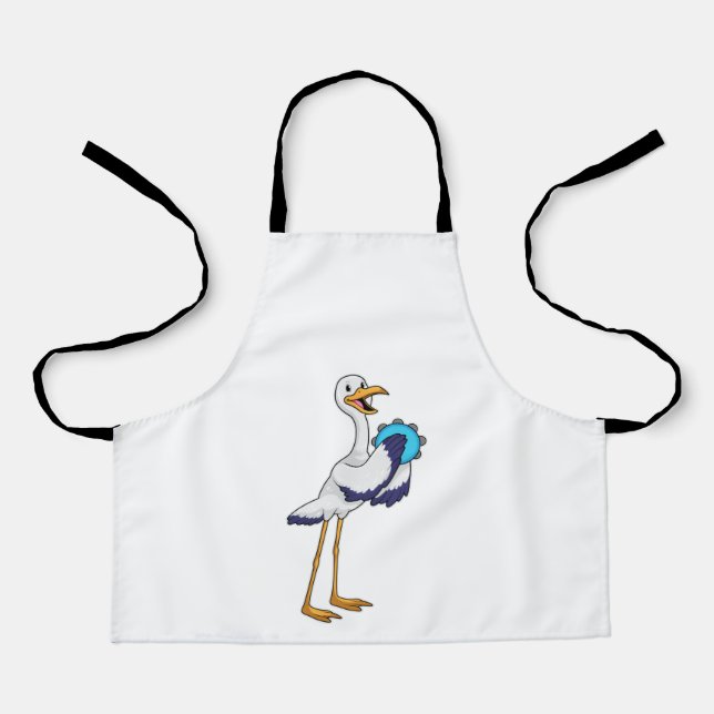 Storch als Musiker mit Tambourine Schürze (Vorderseite)