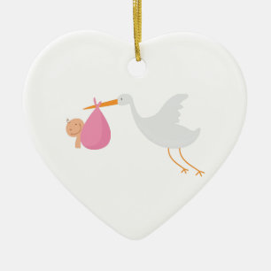Storch-Ankunft Keramik Ornament