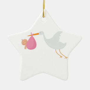 Storch-Ankunft Keramikornament