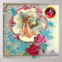 STORCH BABY MÄDCHEN DUSCHE Ruby Edelstein Monogram