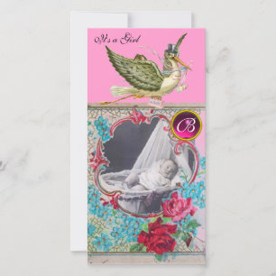 STORCH BABY-SHOWER-MONOGRAMM ,Rubin Ankündigung