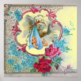 STORCH BABYJUNGE BABYTAUFE gelb Poster
