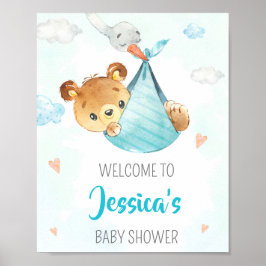 Storch Begrüßungsschild Party Boy Bär Party Poster